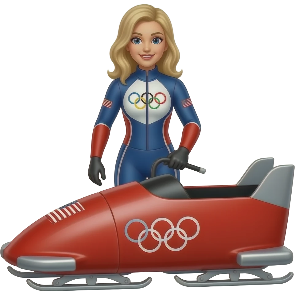 USA Olympic Red Bobsled with female emoji