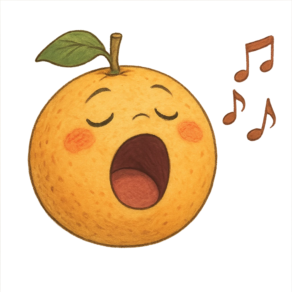 ghibli style grapefruit singing emoji