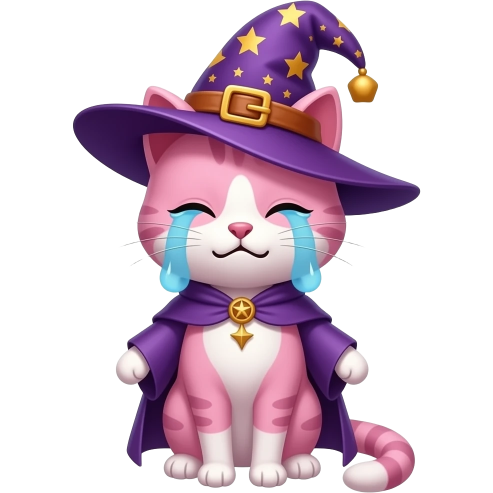 pink cat wizard crying emoji
