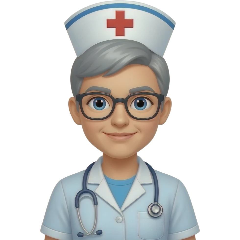 nurse with grey hair and glasses emoji