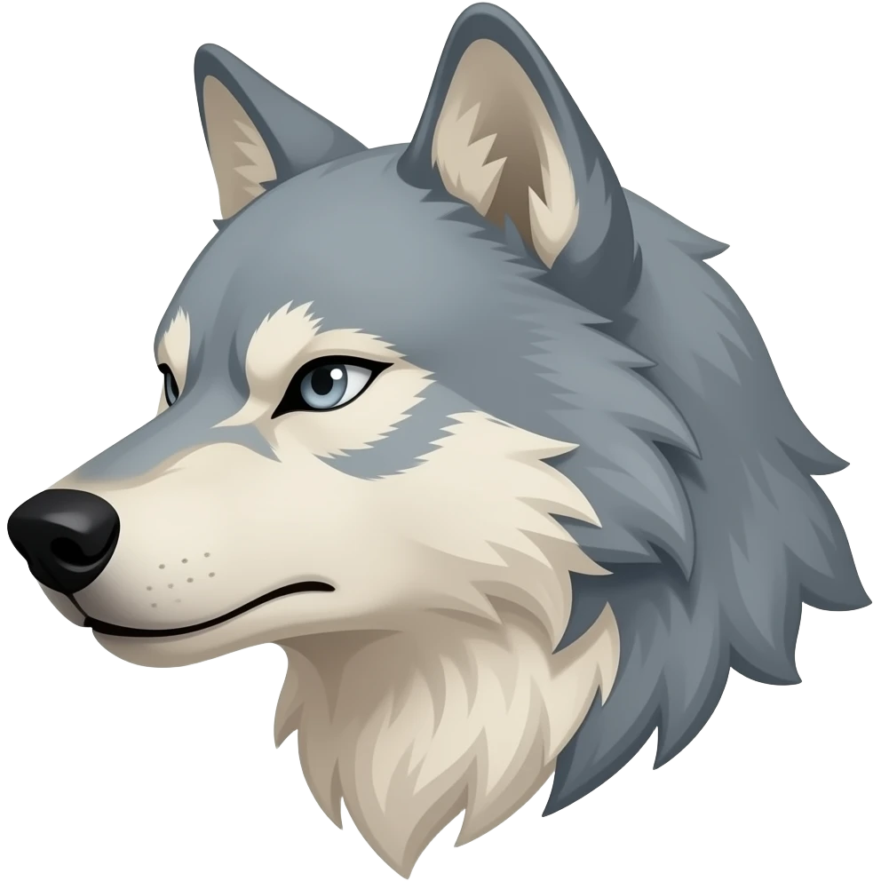 angry face alpha light gray blonde wolf head little bit anime eyes realistic Turn sideways light gray eyes dead stare emoji