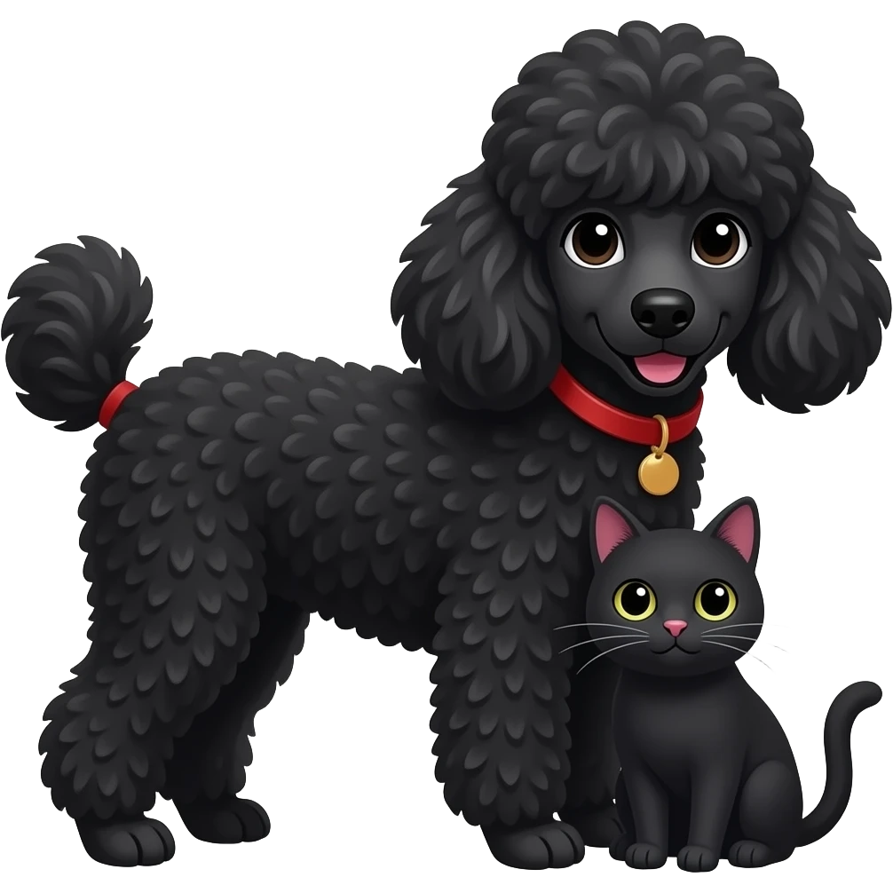 검정 푸들이랑 고양이 emoji