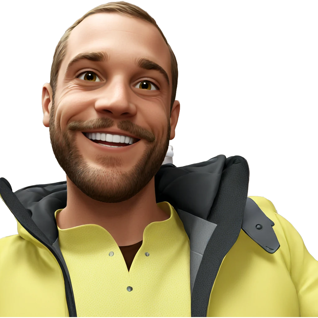 smiling man in jacket emoji