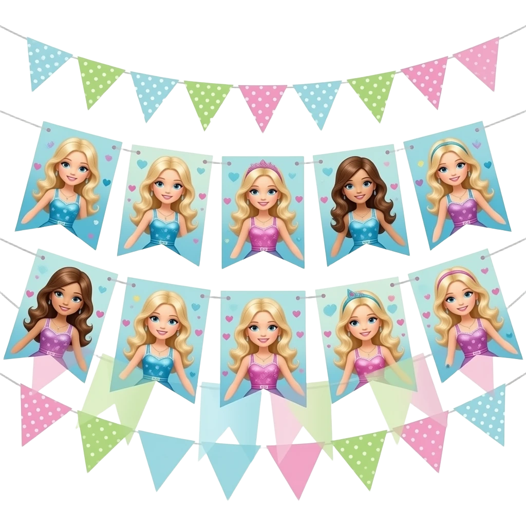 blue green Party banners inspired by Barbie colour palette emoji