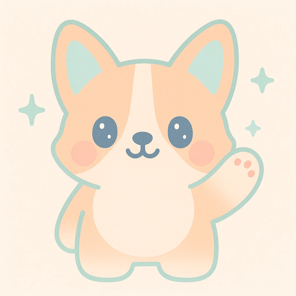 corgi waving hand emoji