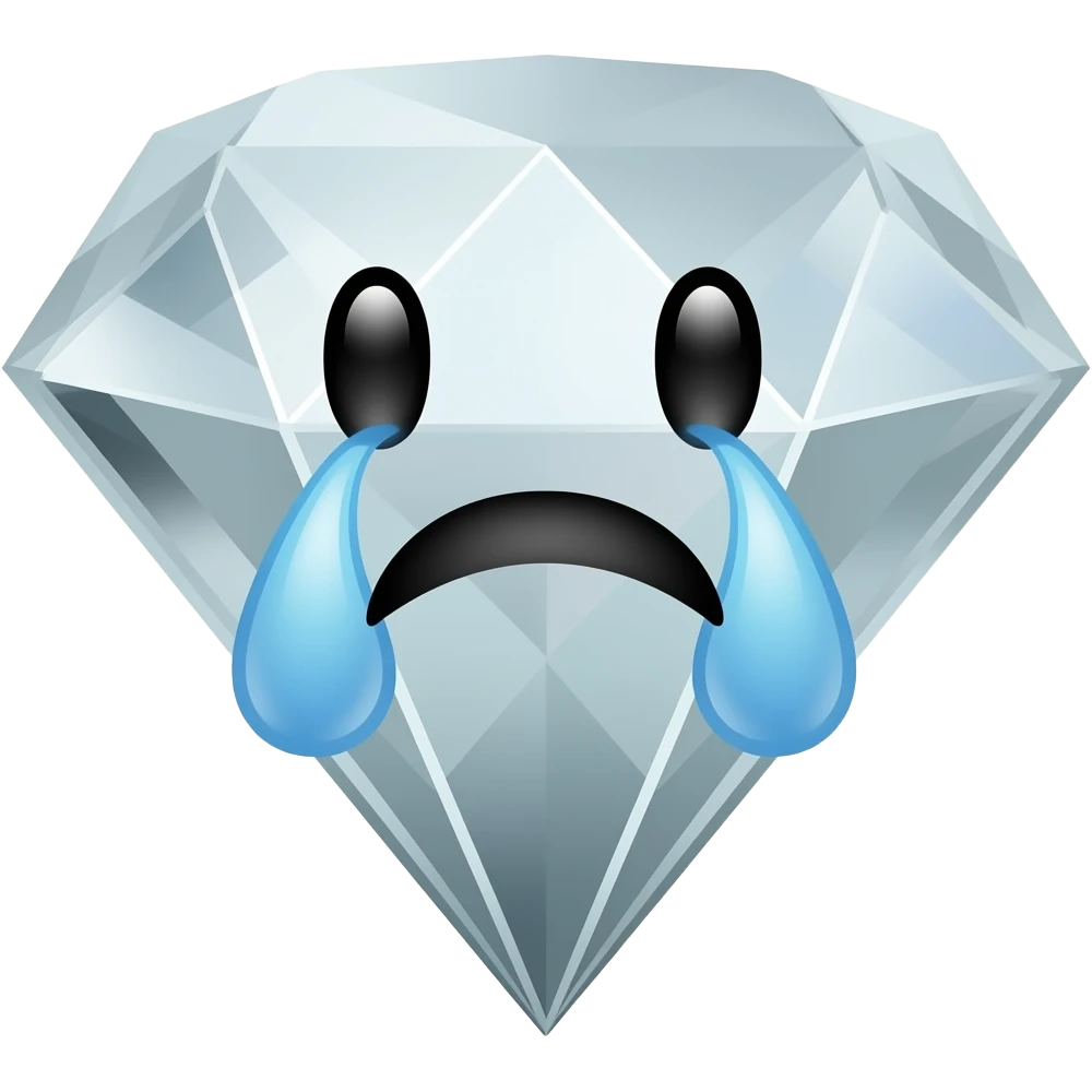 Un diamante con una cara de llorar emoji