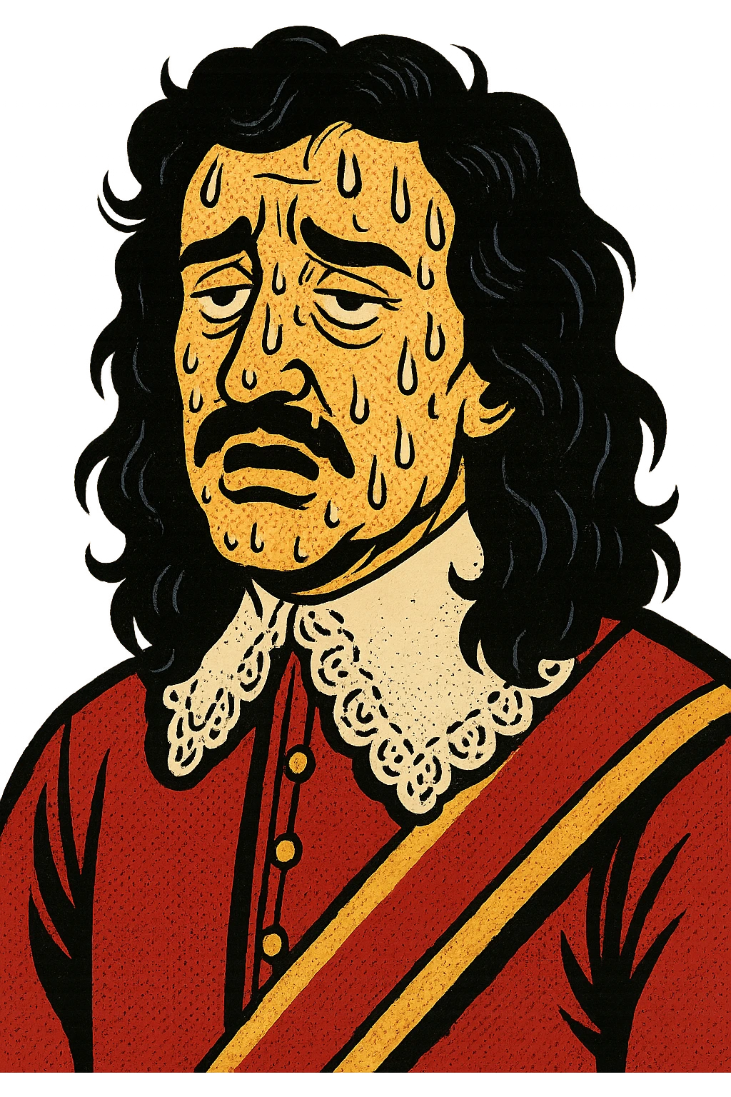 England's King Charles II looking like his has a fever and sweating a lot emoji