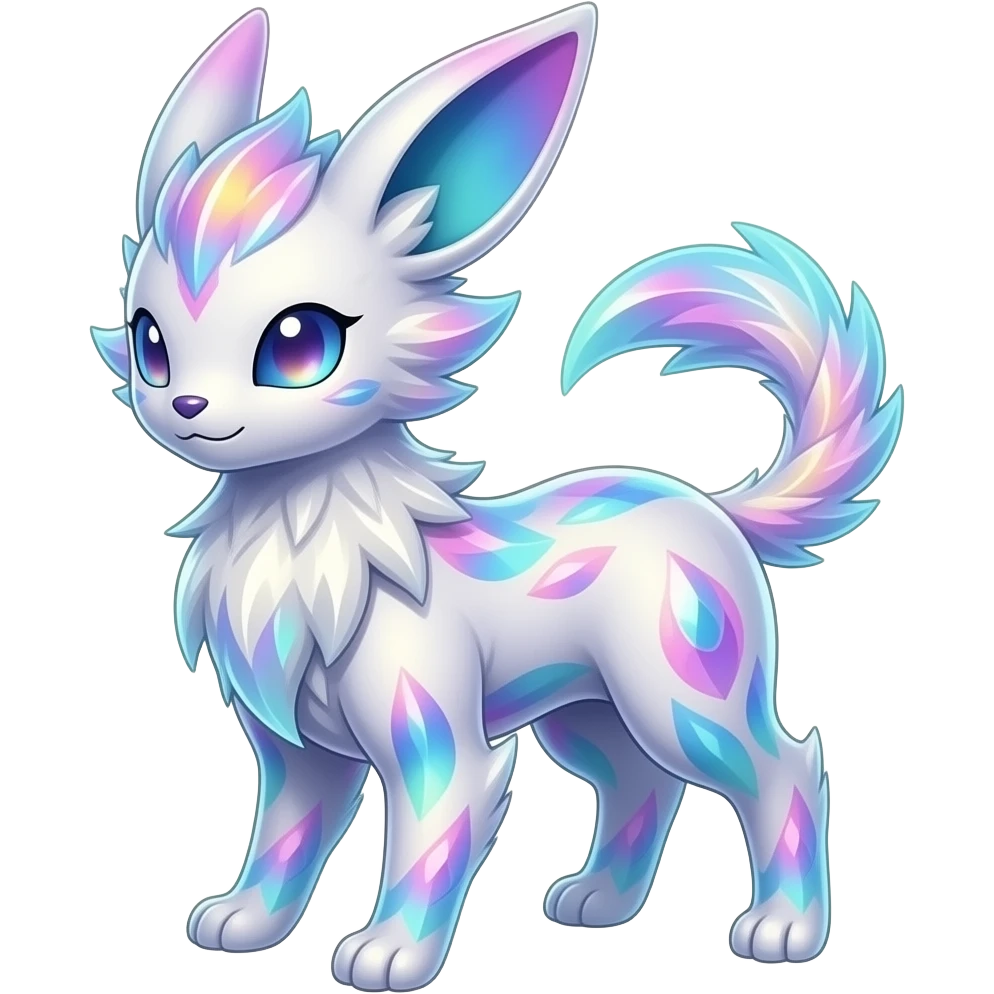 Shiny Exotic Colorful Ethereal Sparkly Sylveon-Lapras-Amaura-Aurorus-Fakémon-hybrid-creature (full body) emoji