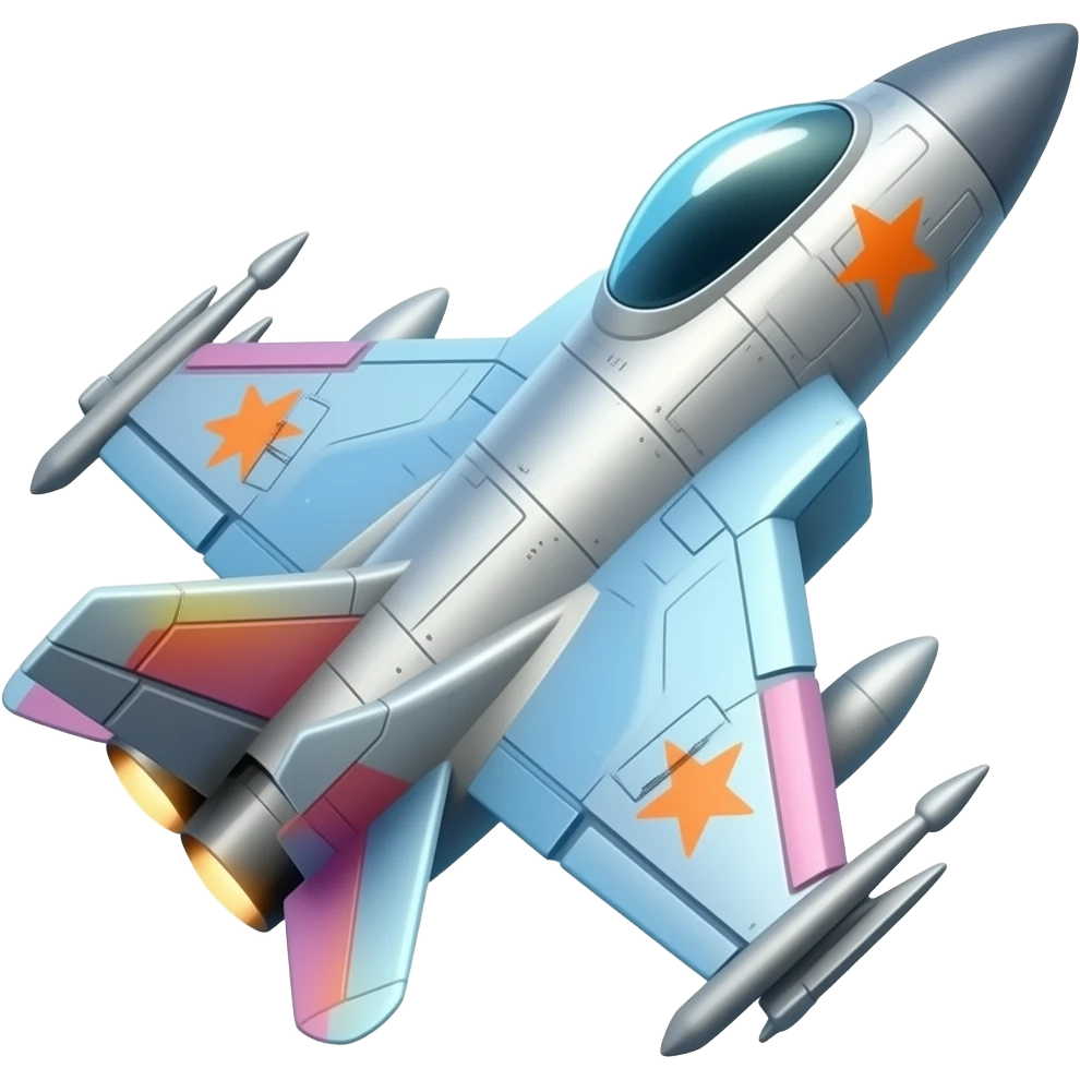 Make a sleek and tough and fully goofy ah fighter jet emoji