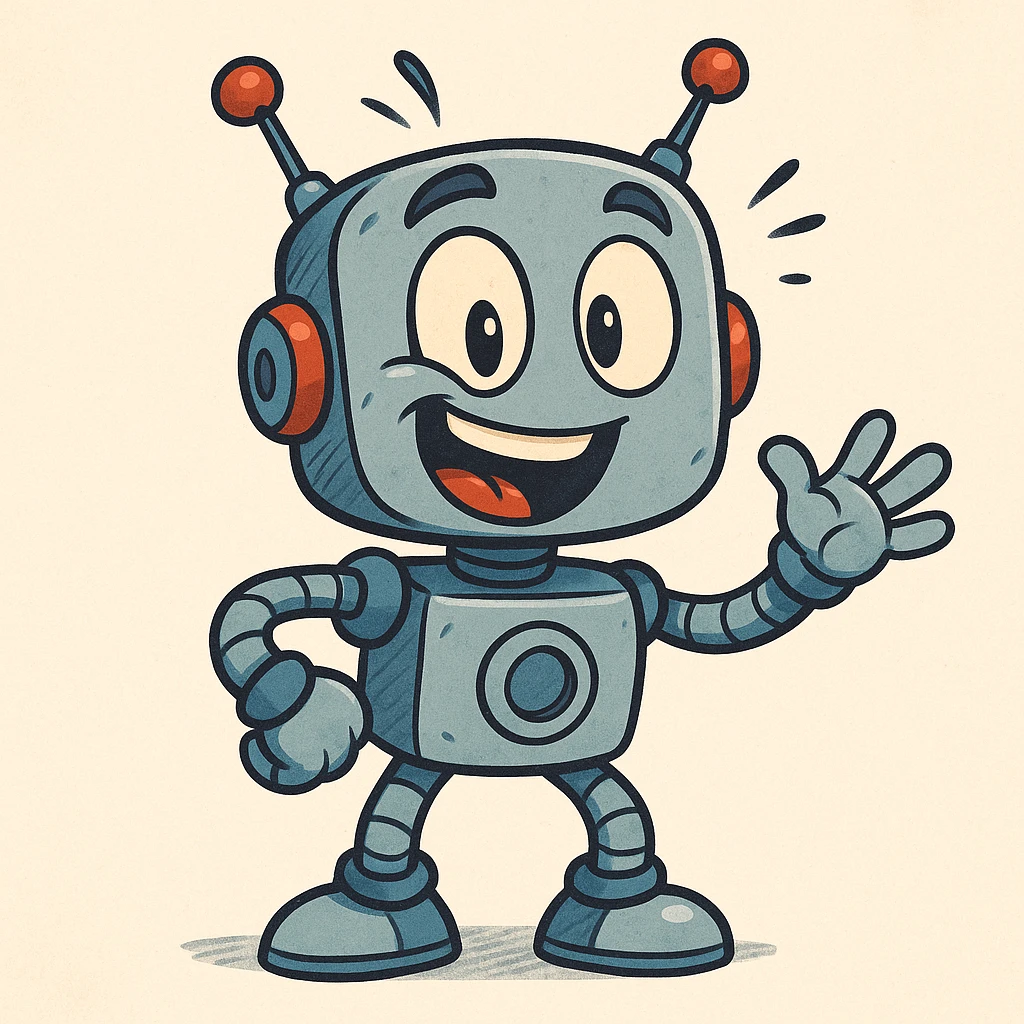 AI robot, cartoon style, expressive face, antennas emoji