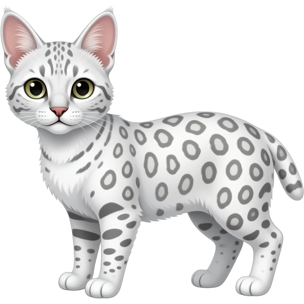 White serval-Manx-Maine-coon-caracal-snow-leopard-fantasy-hybrid-animal emoji