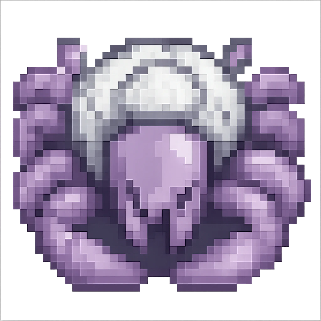 hermit crab should be light violet and the shell should be white, pixel art style emoji