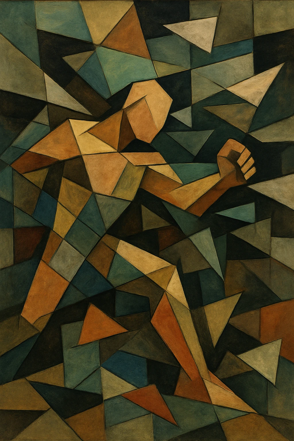 abstract art symbolizing Tenacity, featuring a central form breaking through barriers or resistance emoji