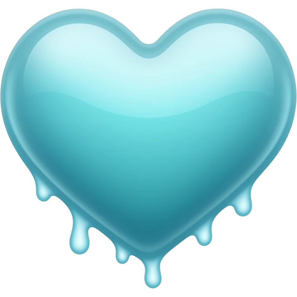 cyan heart with white liquid dripping emoji