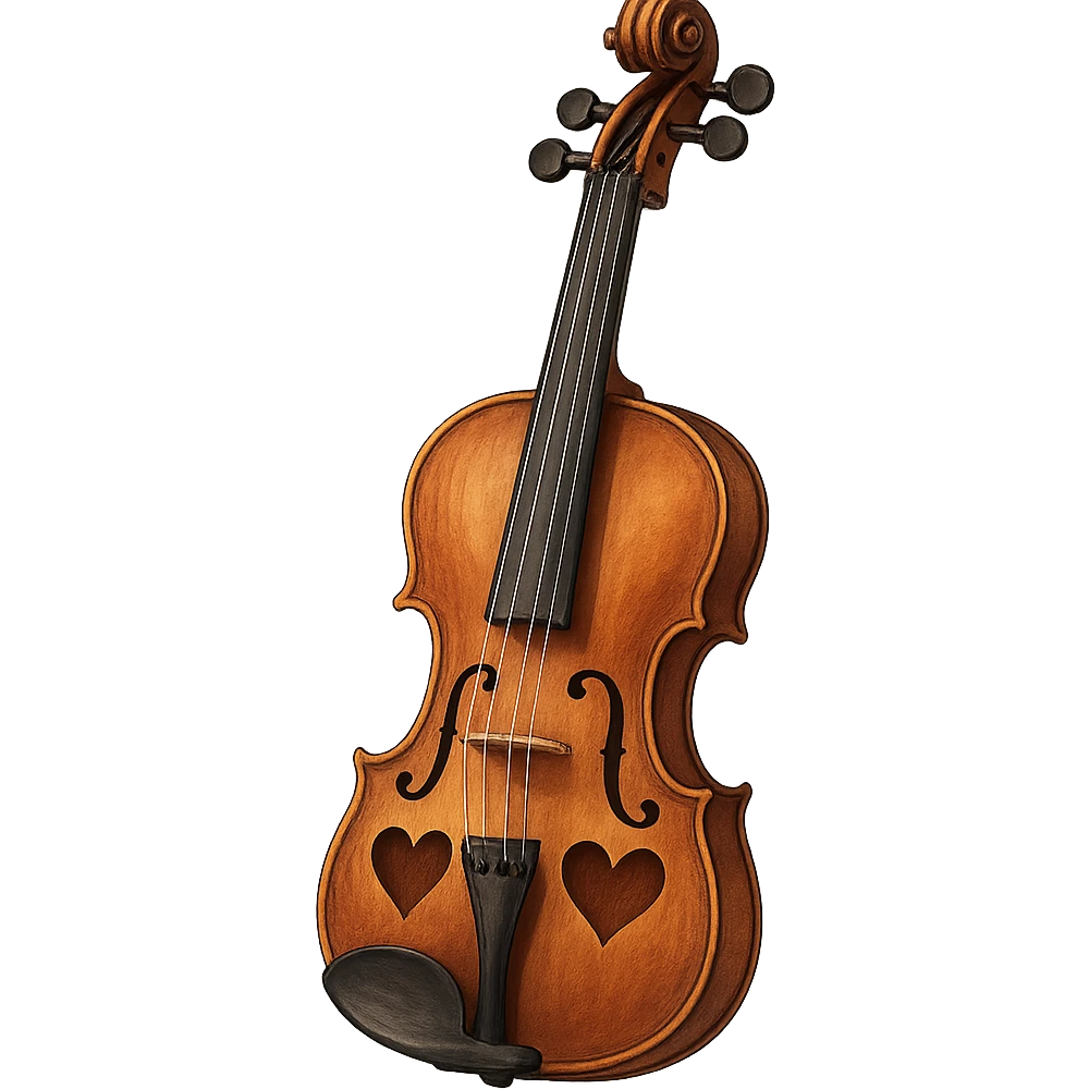 romantic violin with heart-shaped f-holes emoji