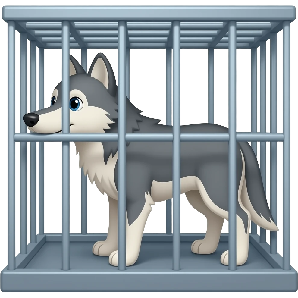 Cartoon wolf without no cage emoji