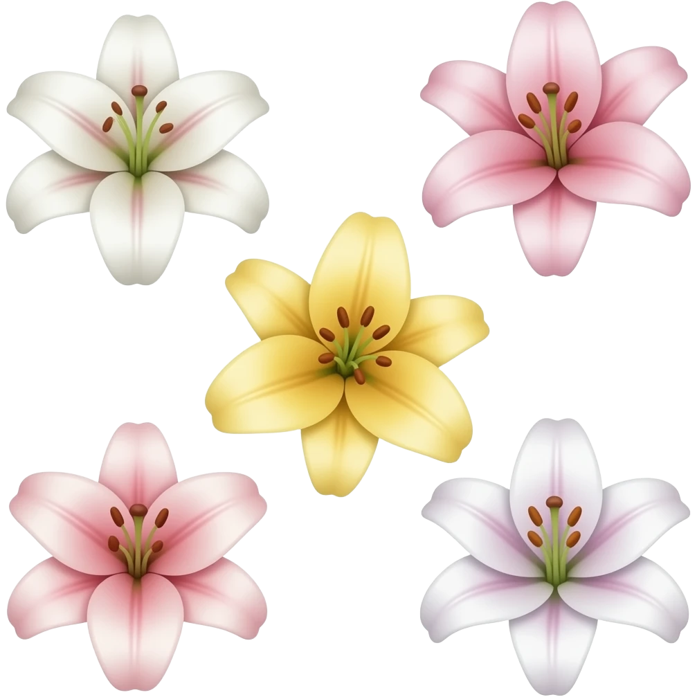 Lillies family emojis with 7 flowers emoji