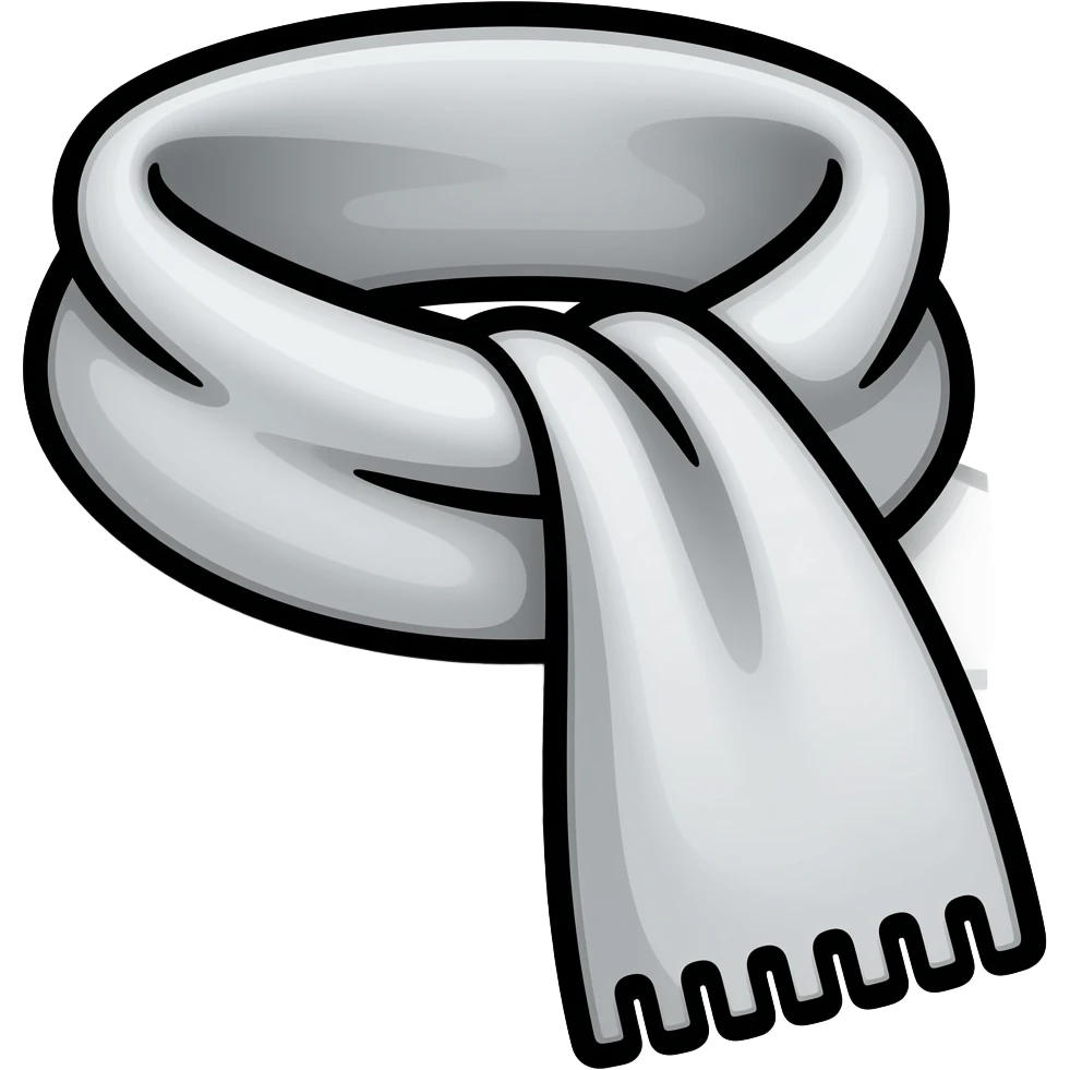 scarf emoji, thick black outline, simple cartoon, sticker emoji