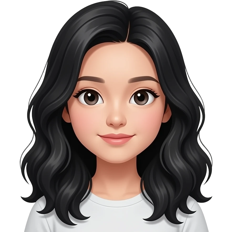 angelic black wavey hair asian girl with desktop emoji