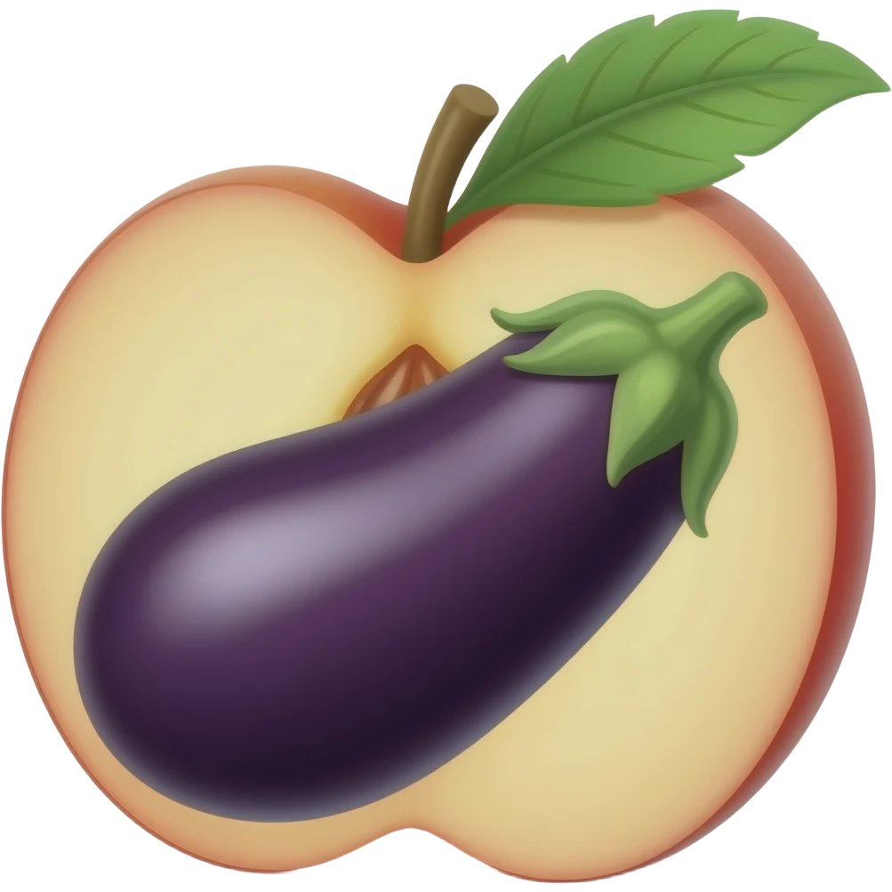 Long eggplant penetrating in peach emoji
