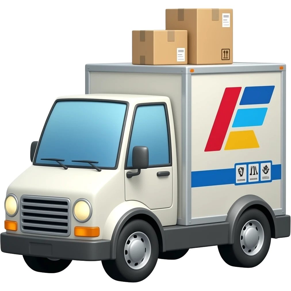 Animated truck delivering packages emoji