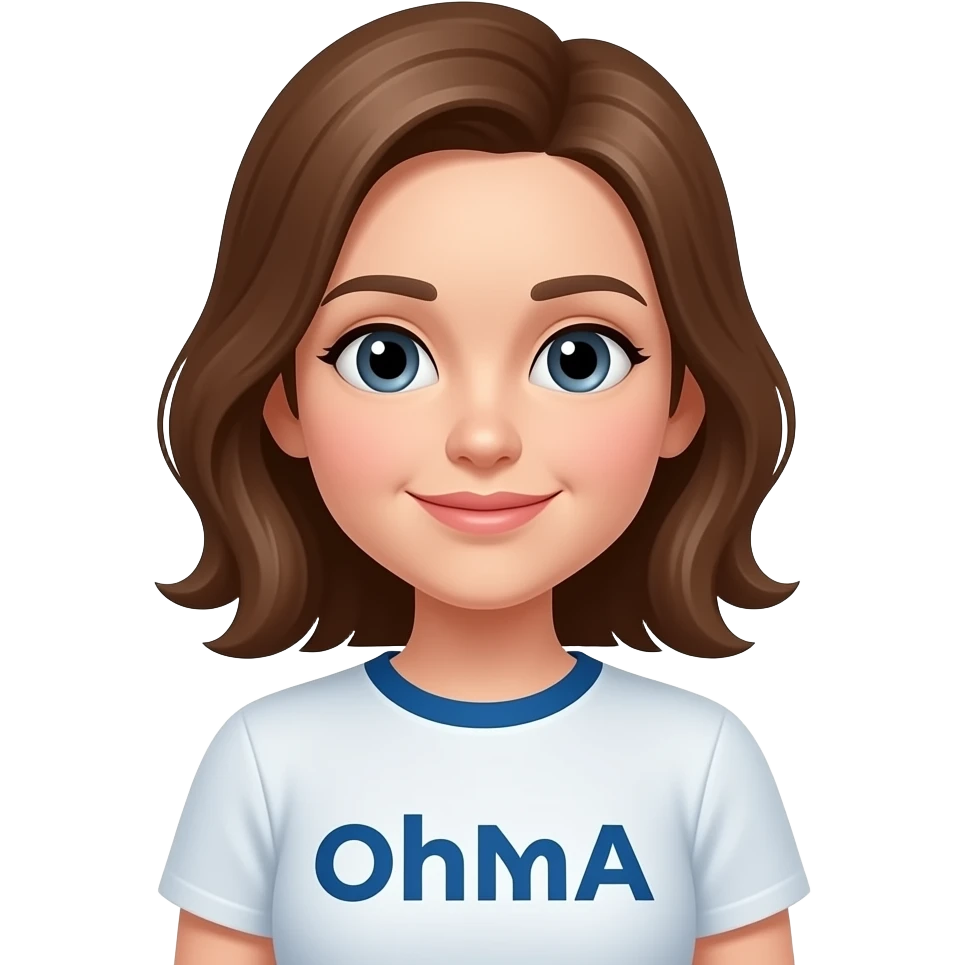 Eva with her name on the shirt emoji