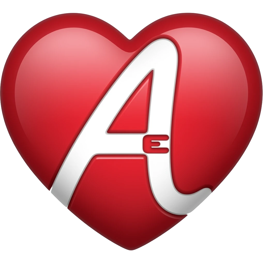 A heart symbol with the letters A and E jmerged togheter as a single letter  in it emoji