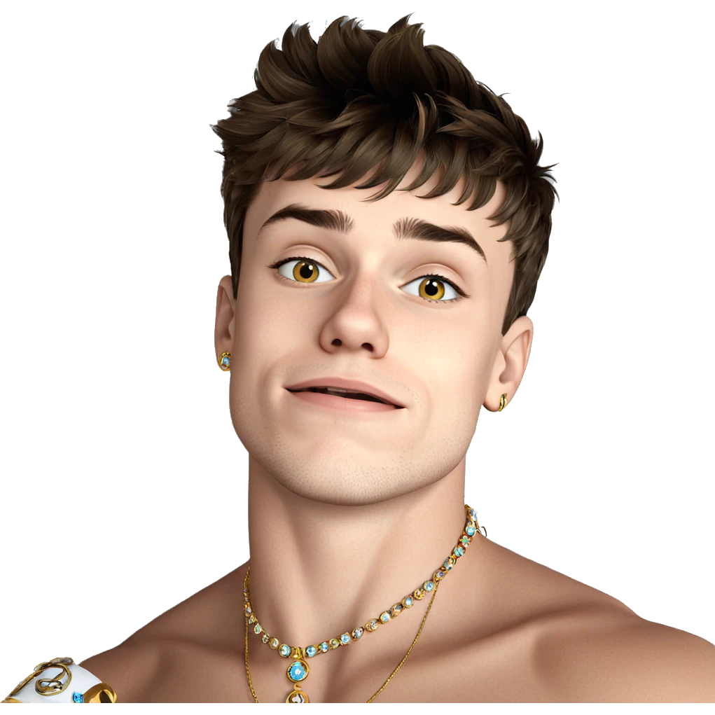 portrait of a boy with jewelry emoji