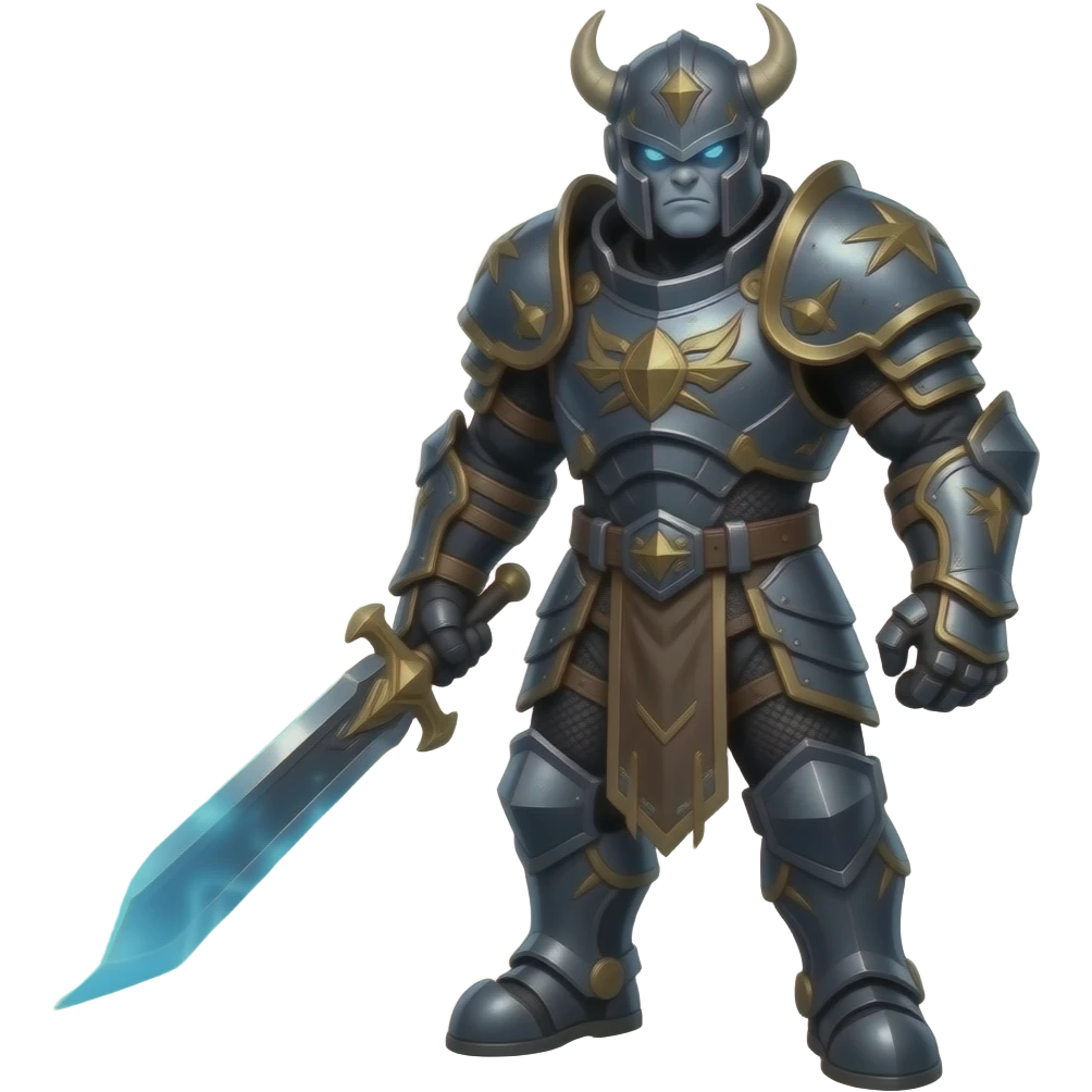 Shadow Monster with a cool armor on it and a sowrd which emiting a blag fog emoji