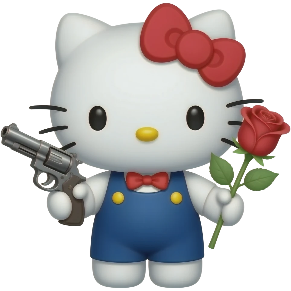 Hello kitty rose avec un pistolet emoji