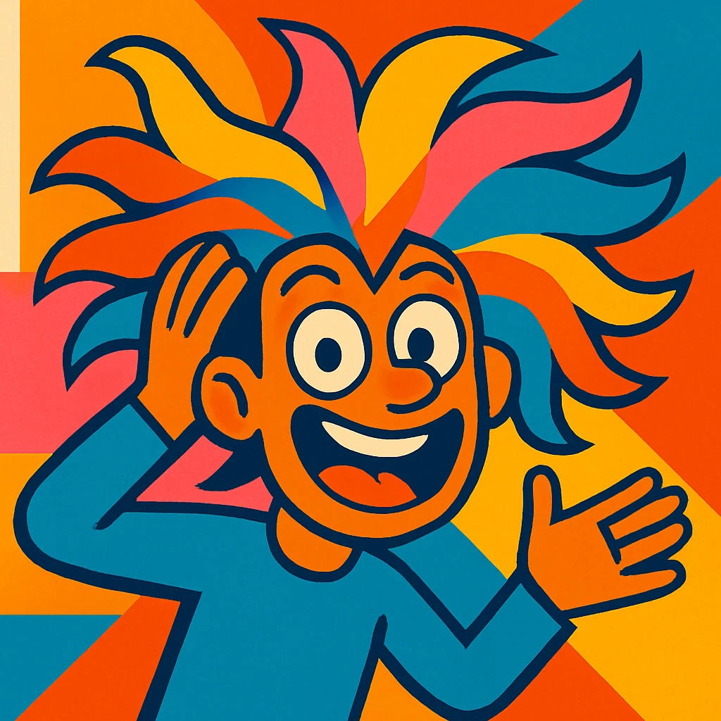 crazy hair vibrant toon style emoji