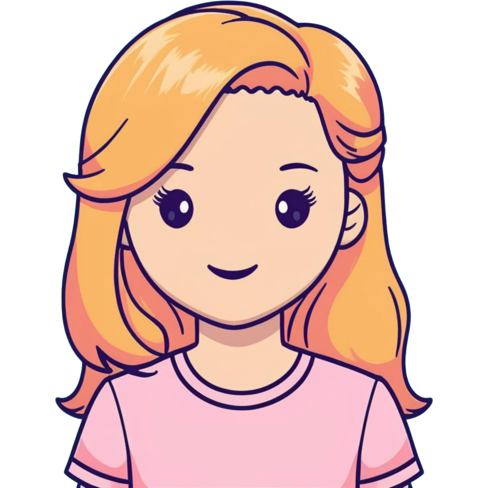 Ginger with blonde highlights long haired girl with lashes, blush, and pink shirt emoji