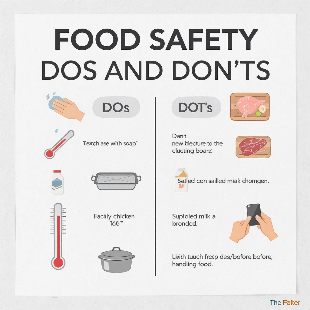 make a detail poster with title of "food safety dos and dont" emoji