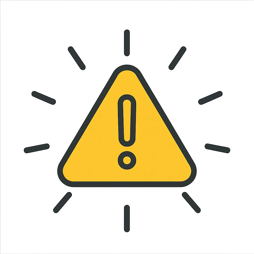 warning icon with exclamation mark with rays, attention-grabbing, color outline style emoji