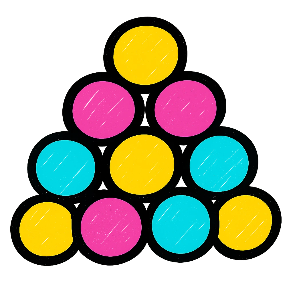 colorful dots in various bright colors, simple and bold emoji