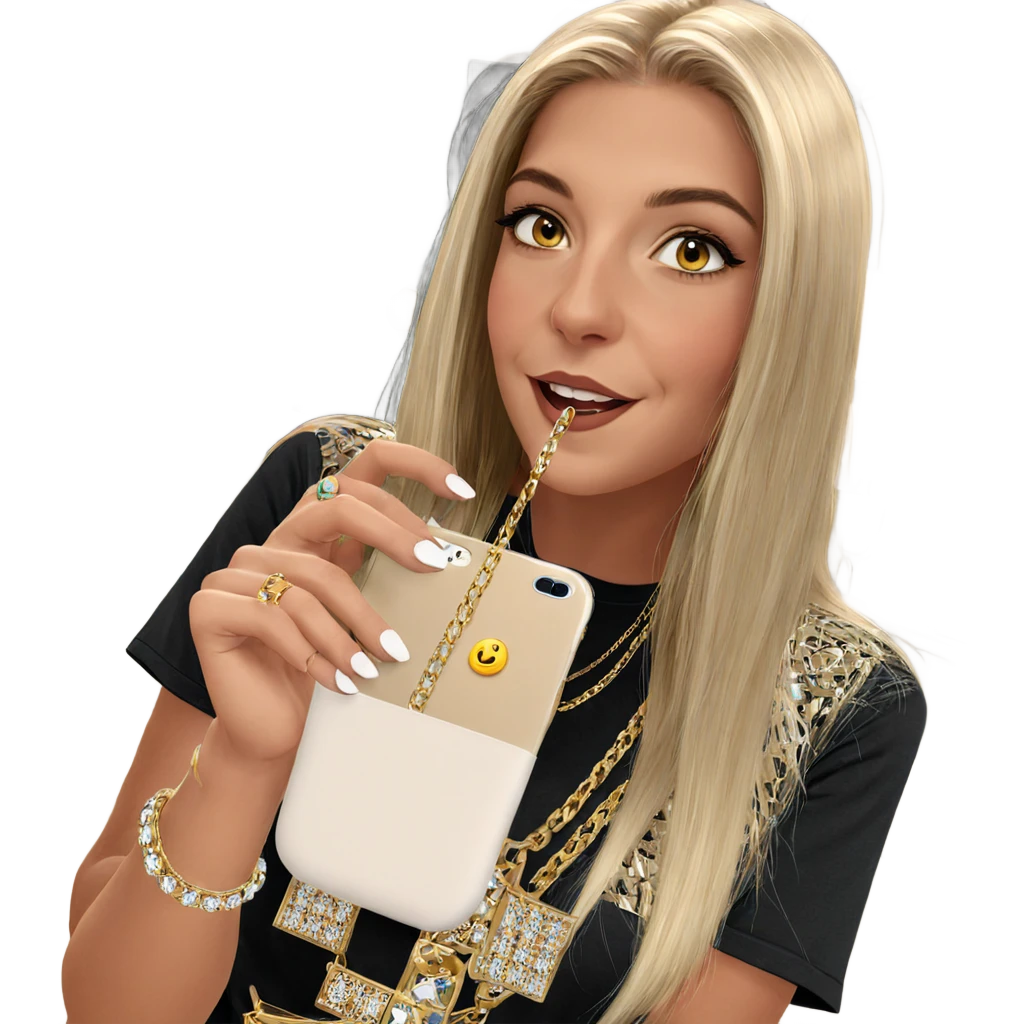 blonde girl with jewelry indoors emoji