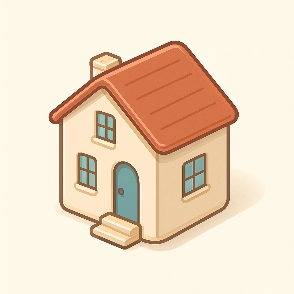 beige house, 3d isometric, soft lighting, modern emoji