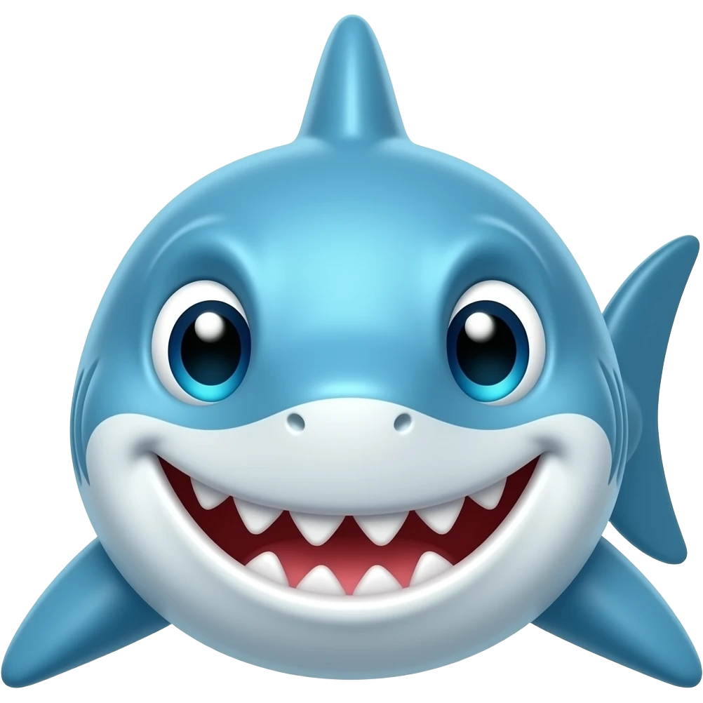 his item is a cartoon shark figurine, often categorized as a 3D icon, sticker, or toy. emoji