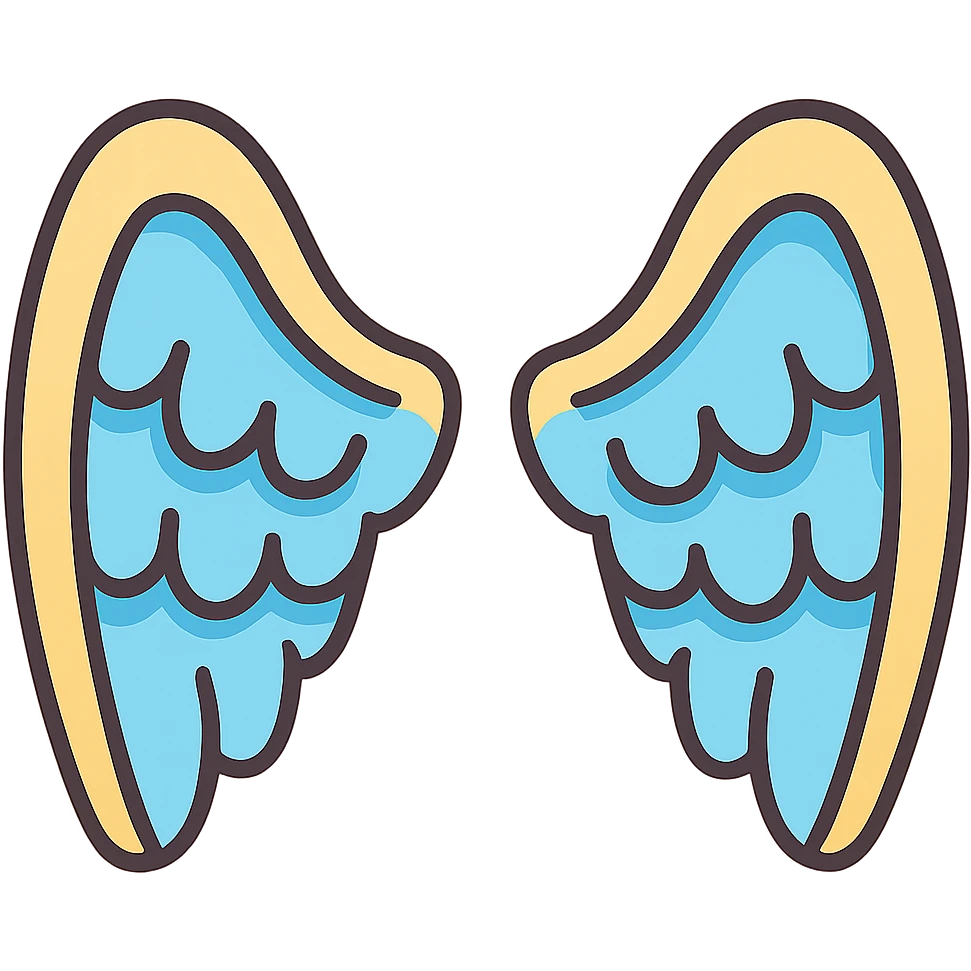 a pair of angel wings, soft and feathery, gentle cartoon style emoji