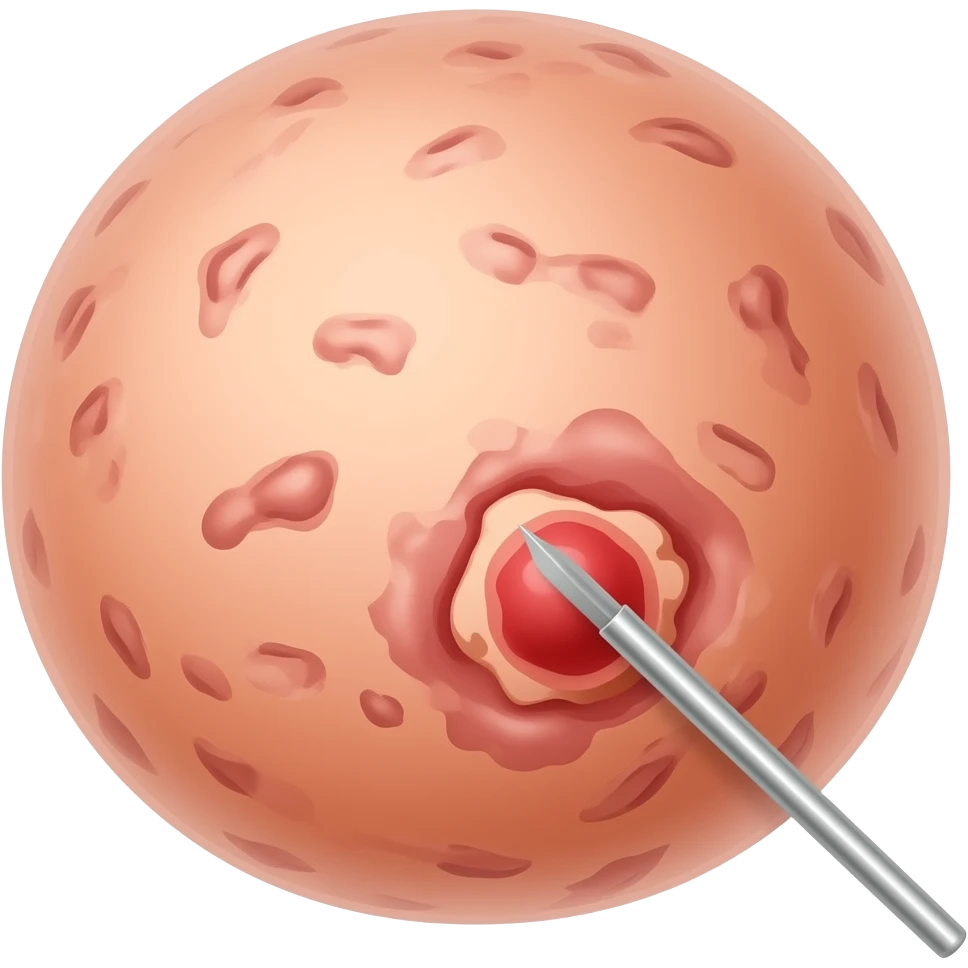 ugly skin cancer with crust being removed in surgery emoji