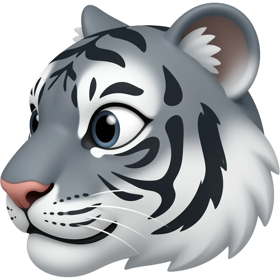 A little bit gorgeous gray tiger head anime eyes have a white eyes realistic Turn sideways gray eyes But see  like anime eyes emoji