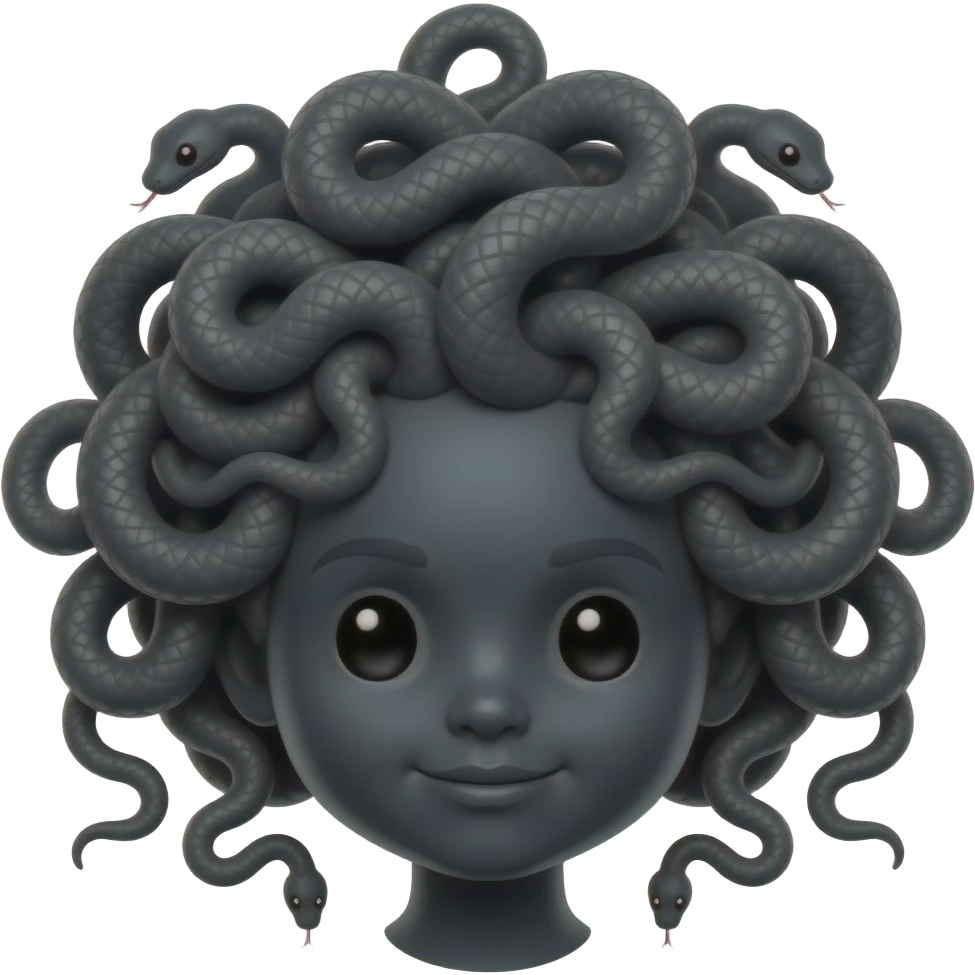 Cute medusa head with black skin and snakes as hair emoji