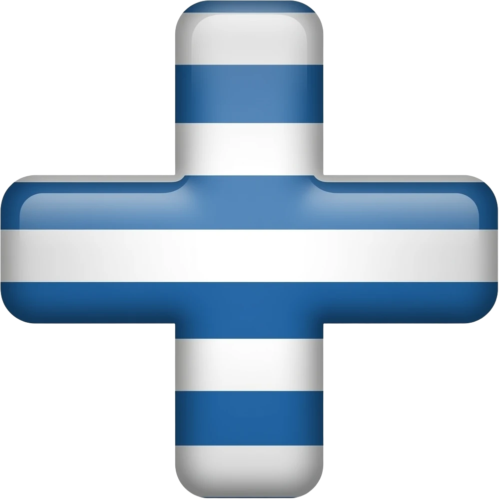 White and dark blue horizontal striped cross emoji