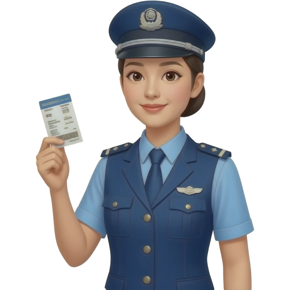 chinese woman train inspector holding ticket emoji