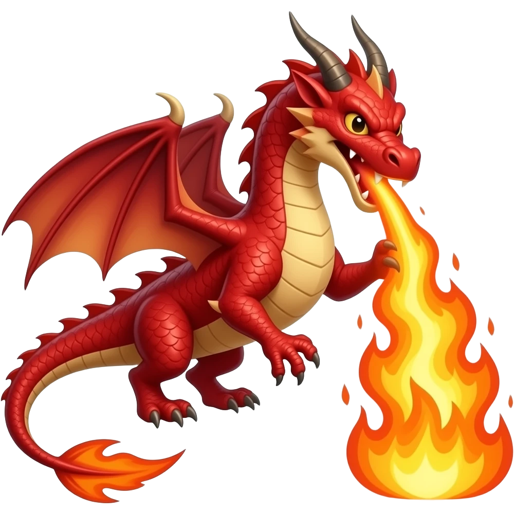 Dragón rojo epico lanzando fuego emoji