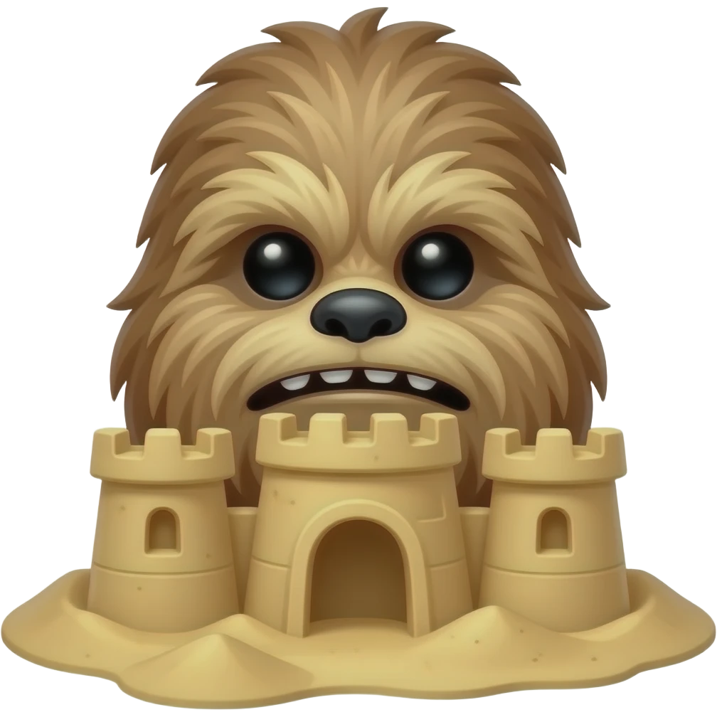 a sandcastle that looks like a wookiee emoji
