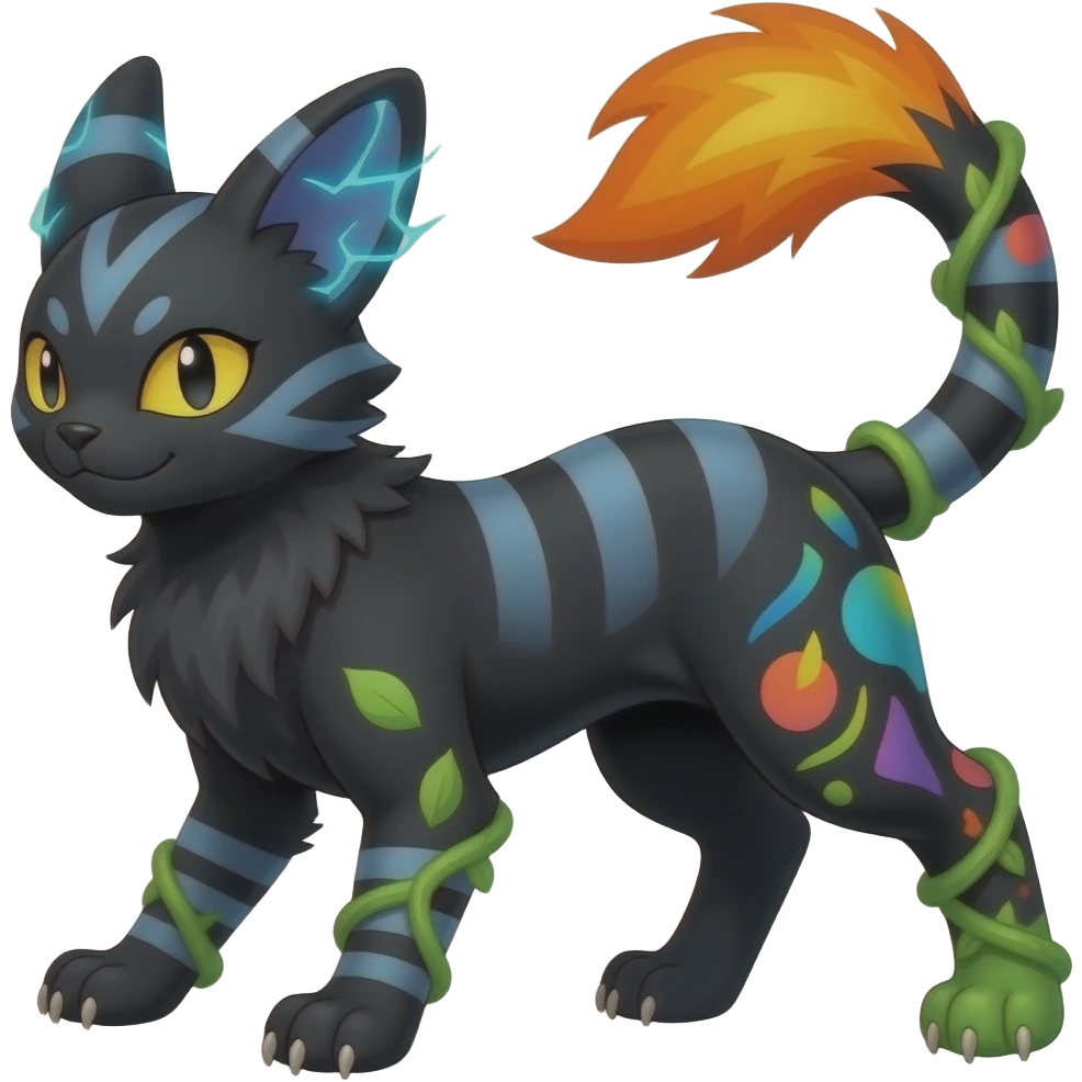 Digitigrade quadrupedal Randomly marked randomly colored Absol-Furret-Purrloin-Shinx-Liepard-Sprigatito-Litten-hybrid emoji
