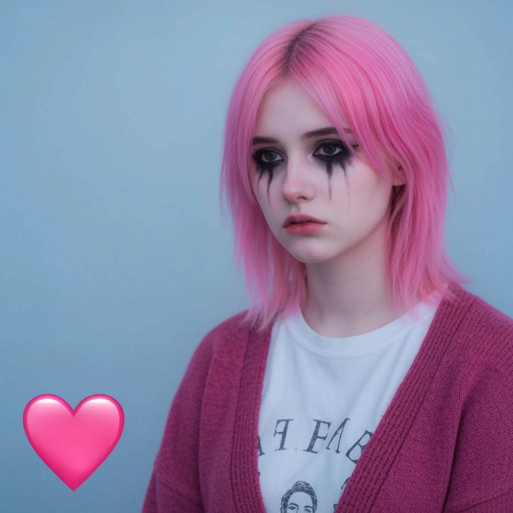 pastel emo profile picture with a heart accent, cute, expressive, minimal, variation 1 emoji