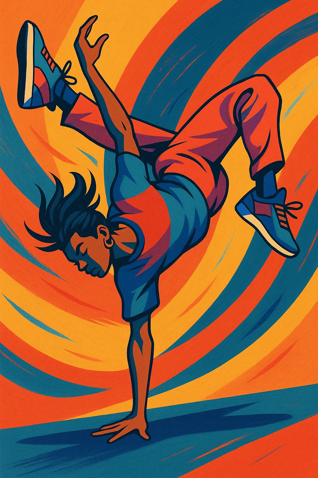 illustration of a person performing acrobatic moves, style 2 emoji