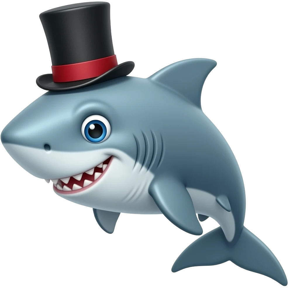 Shark with a top hat emoji